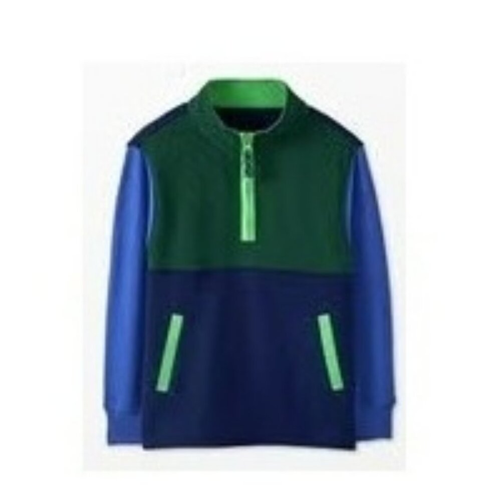 HANNA ANDERSSON Colorblock Quarter Zip French Terry Sweatshirt - 130/8 (NWT)